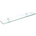Wall Mounted Clear Glass Bathroom Shelf, 18 inch Glass Shelf for Bathroom with Heavy Duty Brackets White, Glass Floating Shelf Brackets. 