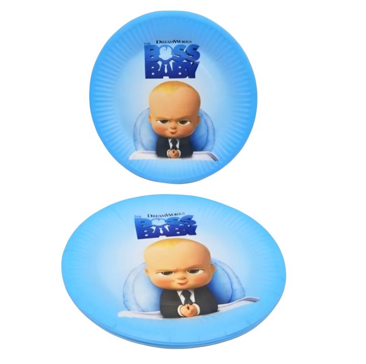 Pack of 10 Boss Baby Plates - 10 Pcs Boss Baby Theme Paper Plates - Boss Baby Birthday Theme Decoration Set Items - Boss Baby Paper Plates