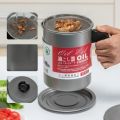 1.4L Fryer Oil Filter Pot | Carbon Steel Body with Stainless Steel Strainer & Lid | Kitchen Oil Storage Jug. 