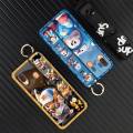 simple Silicone Phone Case For Samsung Galaxy A40/SM-A405FN/DS Lanyard geometry Anti-dust mobile phone case Anime cute. 