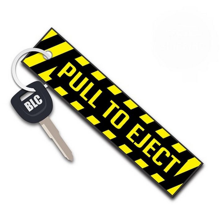 Pull To Eject, Key Chain key ring school bike rider  double side embroidery  key chain