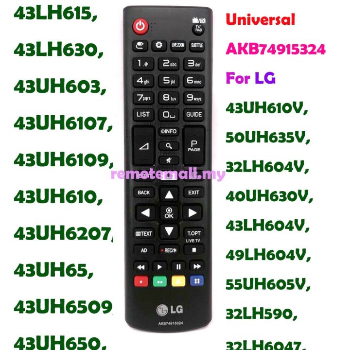 New AKB74915324 For LG Smart LED LCD TV Remote Control AKB74915310 AKB74915305 43UH610V, 50UH635V, 32LH604V, 40UH630V, 43LH604V, 49LH604V, 55UH605V, 32LH590, 32LH6047, 32LH604, 40UH630, 43LH590, 43LH6047, 43LH604, 43LH615, 43LH630, 43UH603, 43UH6107, 43UH
