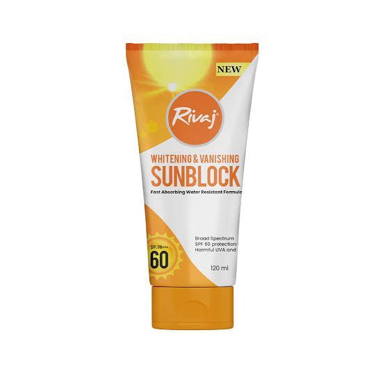 Rivaj Whitening & Vanishing Sunblock, SPF-60, 120ml