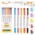 【HOT】 6 PCS Double Head Highlighters Pen Set Colored Markers Kawaii Cute Pastel For Kids Stationery Aesthetic Office School Supplies. 