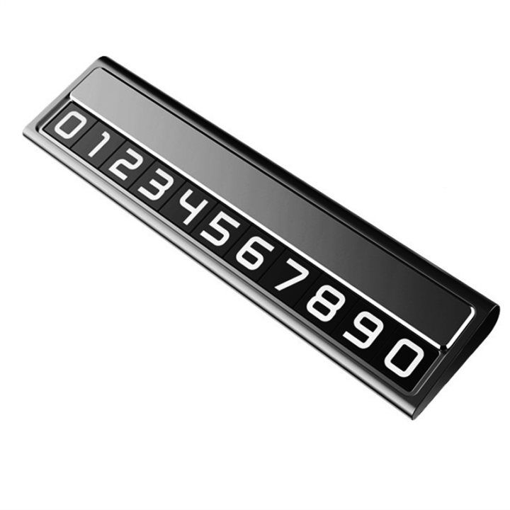 Car Temporary Parking Cartoon with Phone Number Plate Aluminum Parking Car Shape Car Parts Accessories Parking Number Black