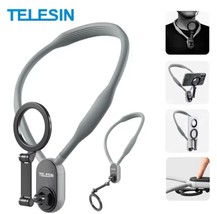 ENRG TELESIN Neck Chest Mobile Phone Holder Stand Neck Mount with Magnetic Phone Holder with Strap & Metal Ring for Phone 15/14/13/12 Android Smartphone