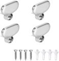 4 PCS Zinc Alloy Ellipse Shape Mirror Floating Glass Clip Set | Wide Mirror Clip Set & Glass Shelf Brackets | Bathroom Mirror Holder & Dresser Mirror Fixed Fitting. 