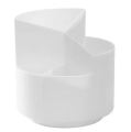 Rotating Pen Holder With Multiple Compartments, Office Home School Storage Box (White). 