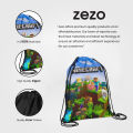 Minecraft Drawstring Bag - Bag for Boys & Girls  with Strong Black Strings - High-Quality Digital Printed on cloth by Zezo. 