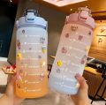 2L Portable Large Capacity Water Bottles Fitness Water Jug With Time Marker Gym Bottle. 