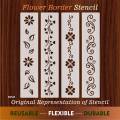 Flower Border Stencil for Wall Fabric Wood and Paper Crafting. 