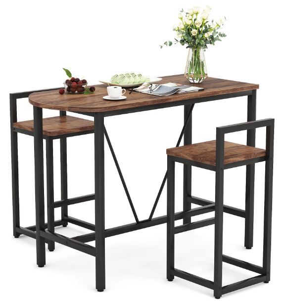 3-Piece Bar Table Set, Kitchen pub Dining Table and 2 Stools New Luxury Dining Table set