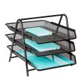 3-Tier Letter Tray Organizer – Wire Mesh Paper Tray for Home or Office, Black. 