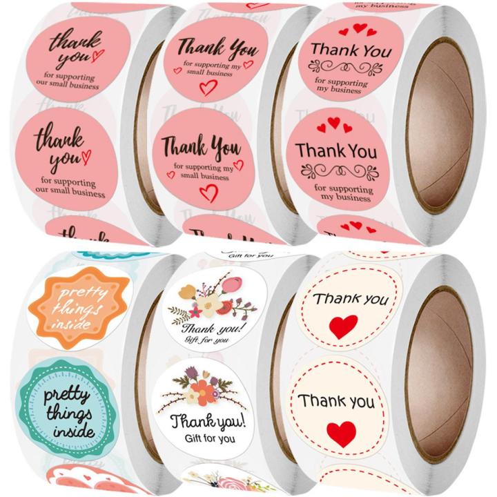 500pcs roll Thank You Stickers pink color for Seal Label 1 Inch Gift ...