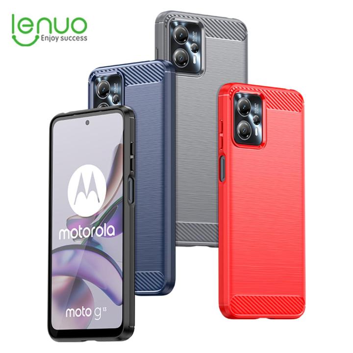 Lenuo Carbon Fiber Bumper Phone Case For Motorola Moto G13 / G23 Back Cover Coque Shockproof Protective