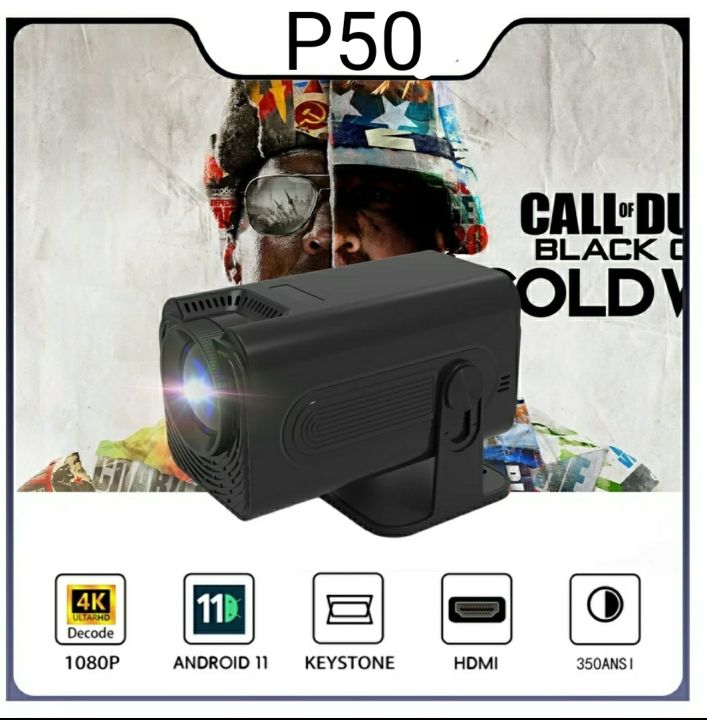 P50 Projector Smart Android Portable Full HD Projector 350 Ansi lumens Amlogic 950S Chip