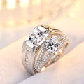 Pair of Adjustable Engagement Couple Rings set With Box for Girls and Boys Silver Diamond Cuple Rings Pair resizable. 