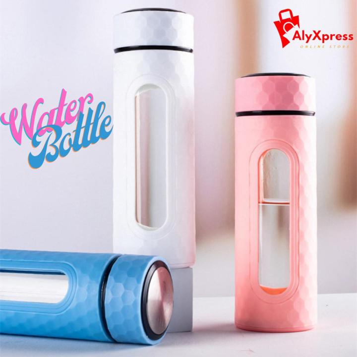 Glass Water Bottle With Resistant Plastic Cover 450ml Heat Resistant Leak-proof  insulated Drinking Water Bottles