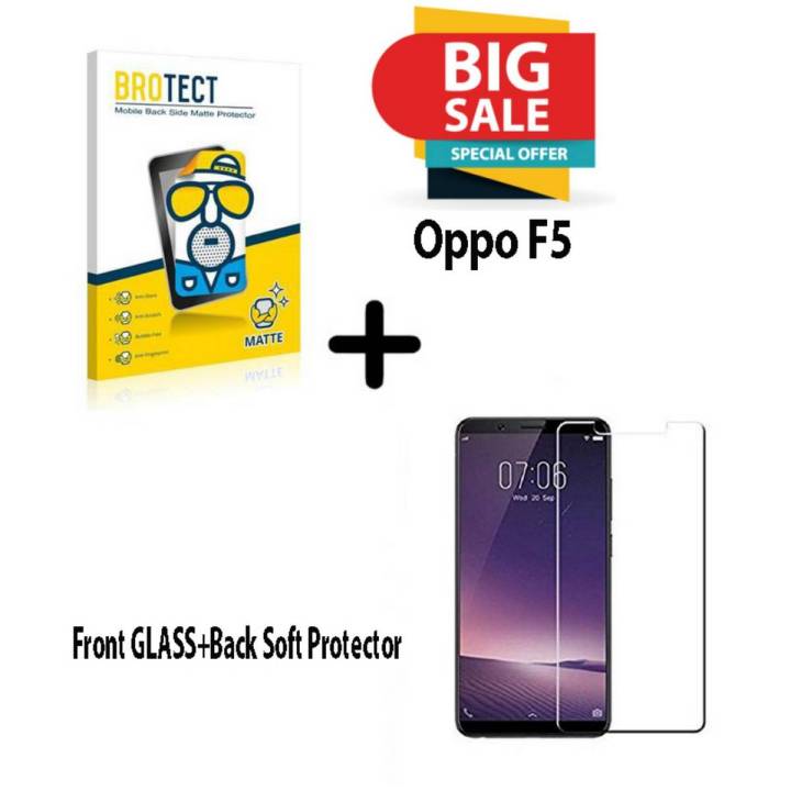 oppo F5 Polish 2.5D Tempered Glass Screen Protector + Oppo F5 Back Protector Matte For Oppo F5