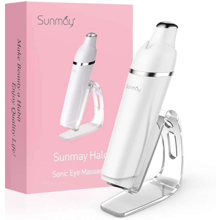 SUNMAY Halo Anti-aging Galvanic Wand, 42℃ Heated Sonic Eye Massager, Anions Import Rechargeable Wrinkle Remover for Dark Circles and Puffiness Upgraded Version