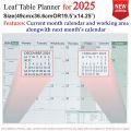 Table Planner for the year 2025 for Monthly, Weekly and Daily planning by Leaf Diaries. 