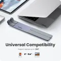 【PURE】 Metal Laptop Stand Aluminium ~ Portable Aluminum Alloy Base, Foldable Laptop Metal Stand Cooling Pad with Adjustable Height & Anti Slip Rubber Grips ~ Compatible with All Laptops, Macbook, Tablet, Notebook ~ Silver by FunBug. 