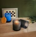 Techmanistan Pack of 3 - Random Colors 200ml Empty Glass Candle Jars With Wooden Lid, Glass Tins. 