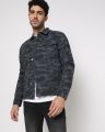 Camouflage Print Slim Fit Denim Jacket. 