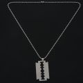 Men's Stainless Steel Razor Blade Pendant Chain Necklace Silver. 
