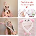 【Happier】 Children Women Warm Plush Rabbit Winter Caps Girls Animals Ear Moving Jumping Hats Kids Cute Bunny Fuzzy Pinch Airbag Funny Hats. 