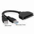 Dual USB 3.0 SATA III Cable 22 Pin Sata to USB Adapter, USB 3.0 to SATA Cable Up to 5 Gbps Support 2.5 Inches Laptop External SSD HDD Hard Drive Adapter Cable. 