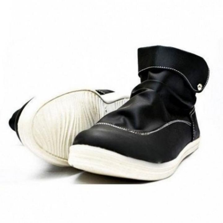 Leather Style Front Button Black Shoes | Daraz.pk