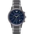Emporio Armani Blue Dial Gunmetal Stainless Steel Chronograph Watch For Men AR2505. 