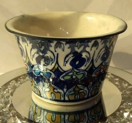 Blue%20Pottery%20Plant%20Pot%20Handmade/%20Hand%20painted,%20Height:%203.5%20Inches%20-%20Image%202