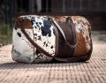 Real Cowhide Leather Duffel Bag | Leather Weekender Travelling Bags | Cowhide Hair on Travel Bags | Tricolor Cowhide Duffel Overnight Travel Bag | Sports Bag. 