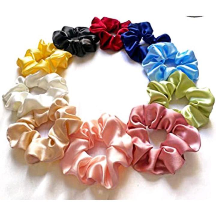 Scrunchies for Girls, High-Quality Silk Hair Ties, 3-Pack, Traceless and Soft, for All Hair Types