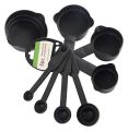 Black 8 Pcs Plastic Measuring Cup And Spoon Set. 