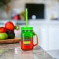 Chromatic Mason Jars for Beverage : 450ml Mason Jars with Colorful Straws and Metallic Lids - Ideal for Juices, Fizzy Drinks, and Mocktails. 