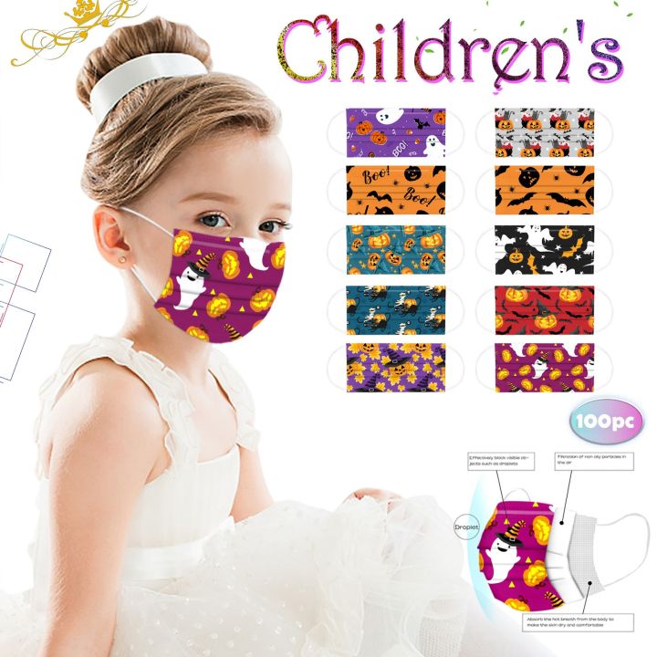 10pcs Halloween Mask Kids Boy Girl Disposable Face Masks High Quality Protection Mouth Mask Industrial 3ply Earhook Mascarillas
