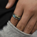 Vintage Owl Ring For Women Retro Animal Open Adjustable Ring Blue Crystal Rings Best Girl Gift Jewelry Accessories 1Pcs. 