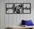 Panel set of 3 good vibes wall art, laser cut wooden good vibes wall art, 3 set of panel of good vibes wall art. 