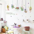 Hanging Floral Pots With Ropes Wall Sticker PVC/ Garden Decor/ Wall Paintings/ Decals. 
