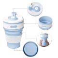 Techmanistan Random Color Reusable Collapsible Coffee Cup with Lid, Folding Silicone Portable Travel Mug, Telescopic Drinking Collapsible Coffee Mug, Leak-proof Coffee Mug. 