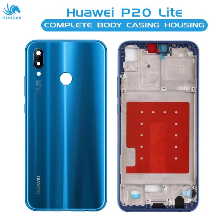 Huawei P20 Lite Housing Middle Frame With Side Button and Camera Lens Complete Body Casing Replacement For P20 Lite - Blue