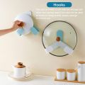 Self Adhesive Pot Lid Holder No-Punch Wall-Mounted Rotatable Pot Lid Rack Adjustable Hanging Pan Cover Organizer Cutting Board Storage Kitchen Household Set Kitchen Tools. 
