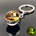 Pokémon Pikachu Cartoon Glow Keychain Anime Figures Mewtwo Eevee Arceus Lucario Action Figure Glass Ball Pendant Metal Keychains. 