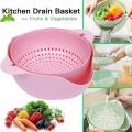 Multi Purpose Double Layer Plastic Drain Basket kitchen Strainer Food Drainer Fruit Washing Vegetable Baskets. 