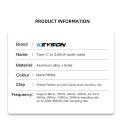 KEYSION HIFI DAC Earphone Amplifier USB Type C to AUX 3.5mm speaker audio adapter 32bit 384kHz Digital Decoder Car AUX Converter 2m. 