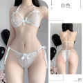 Shuoyao lingerie sexy lace three-point bra panties female transparent temptation pajamas set wholesale 238. 