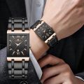 VA VA VOOM Men's Watch, Fashion Stainless Steel 3ATM Waterproof Calendar Square Quartz Wristwatch, Ideal choice for Gifts. 